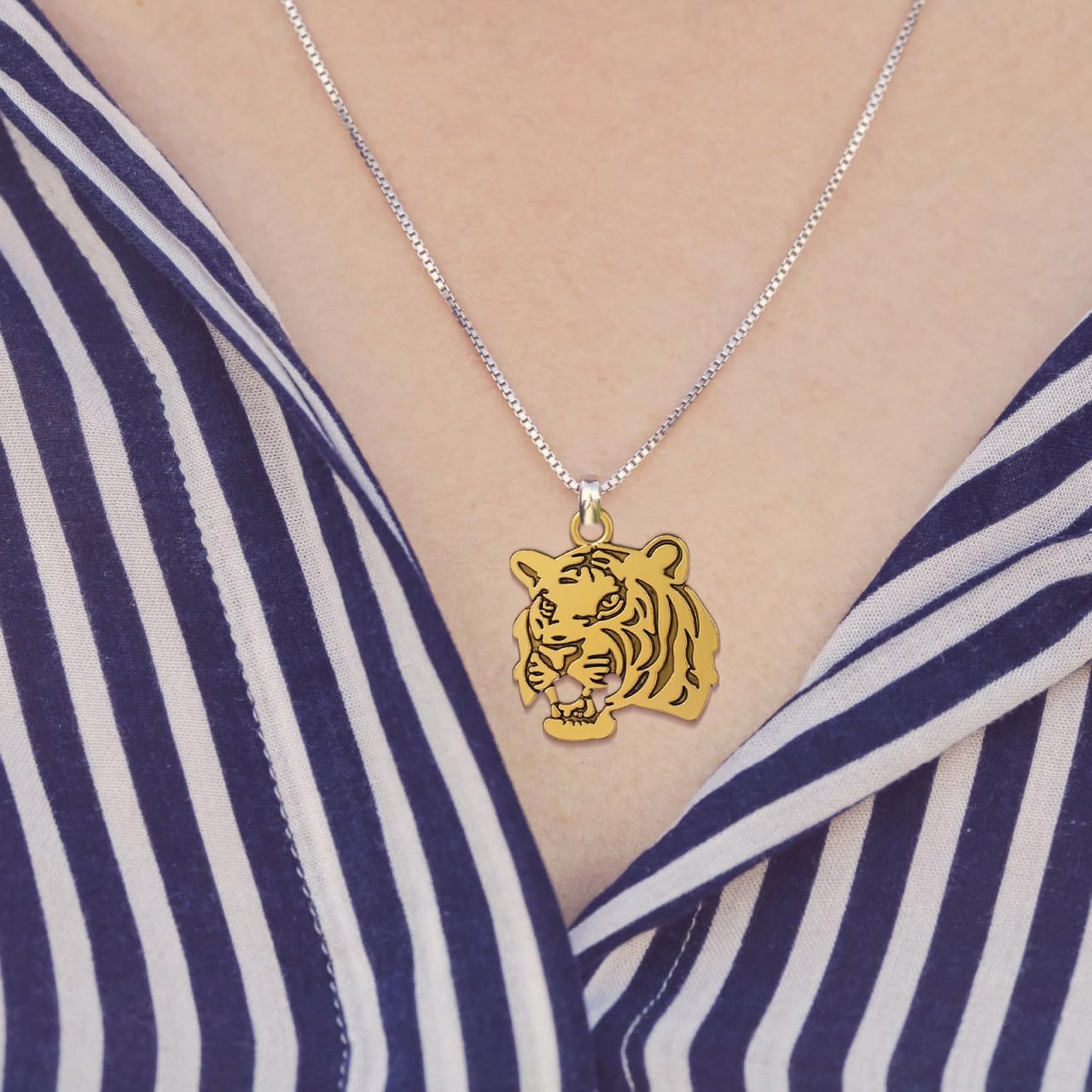 30pcs Tiger Charm for Jewelry Making, Antique Gold Tiger Head Pendant for Necklace Bracelet, Metal Animal Charms for Keychain Bag Beads Accessories