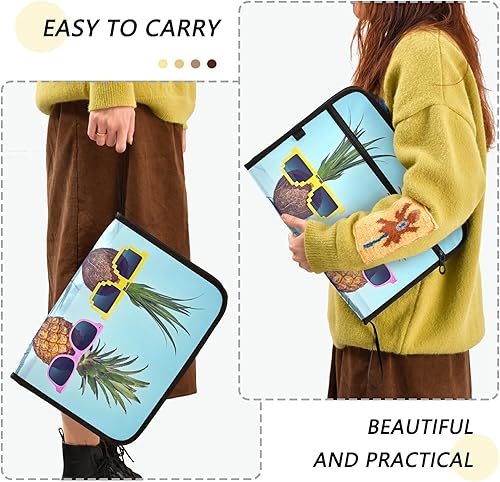 Miniatura 4 de susiyo Carpeta de archivos expansible de piña y coco de verano, 13 bolsillos, organizador expansible para tamaño carta A4
