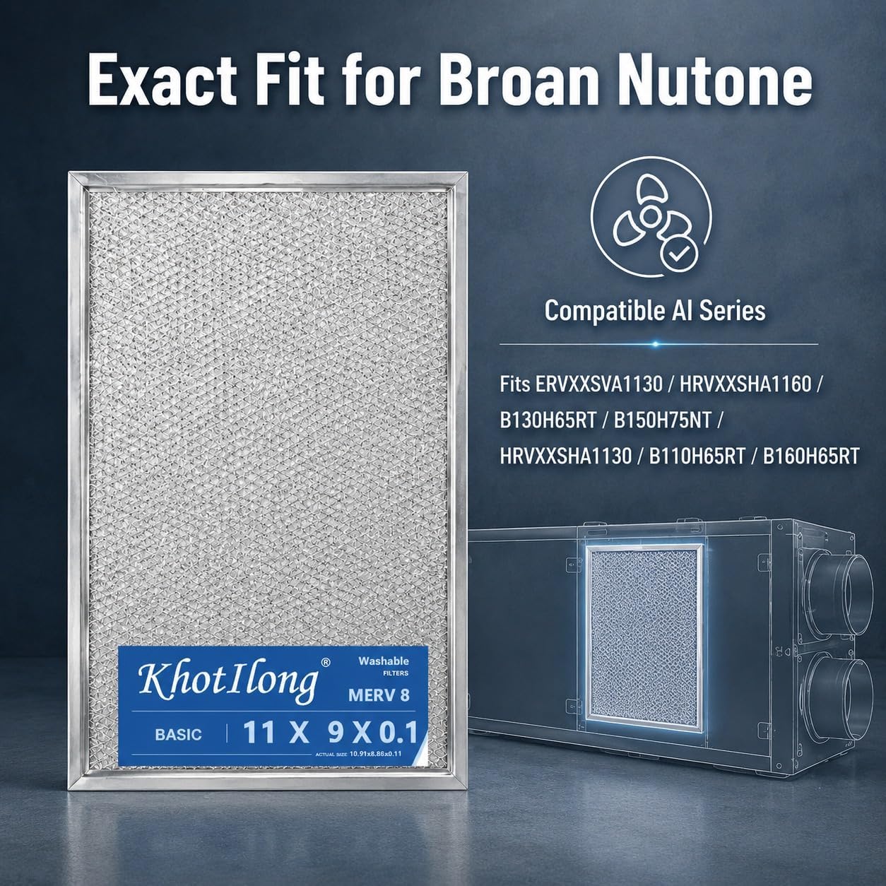 SV66133 Replacement Filter for Air Exchangers,Compatible with Broan Nutone AI Series Ventilator ERVXXSVA1130 HRVXXSHA1160 B130H65RT B150H75NT HRVXXSHA1130 B110H65RT B160H65RT.
