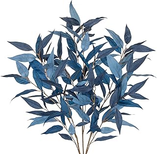 DILATATA 32 inch Blue Artificial Eucalyptus Spray Fall Eucalyptus Leaves Autumn Leaf Branches Faux Fall Stems for Home Floral Arrangement Autumn Festival Thanksgiving Decor