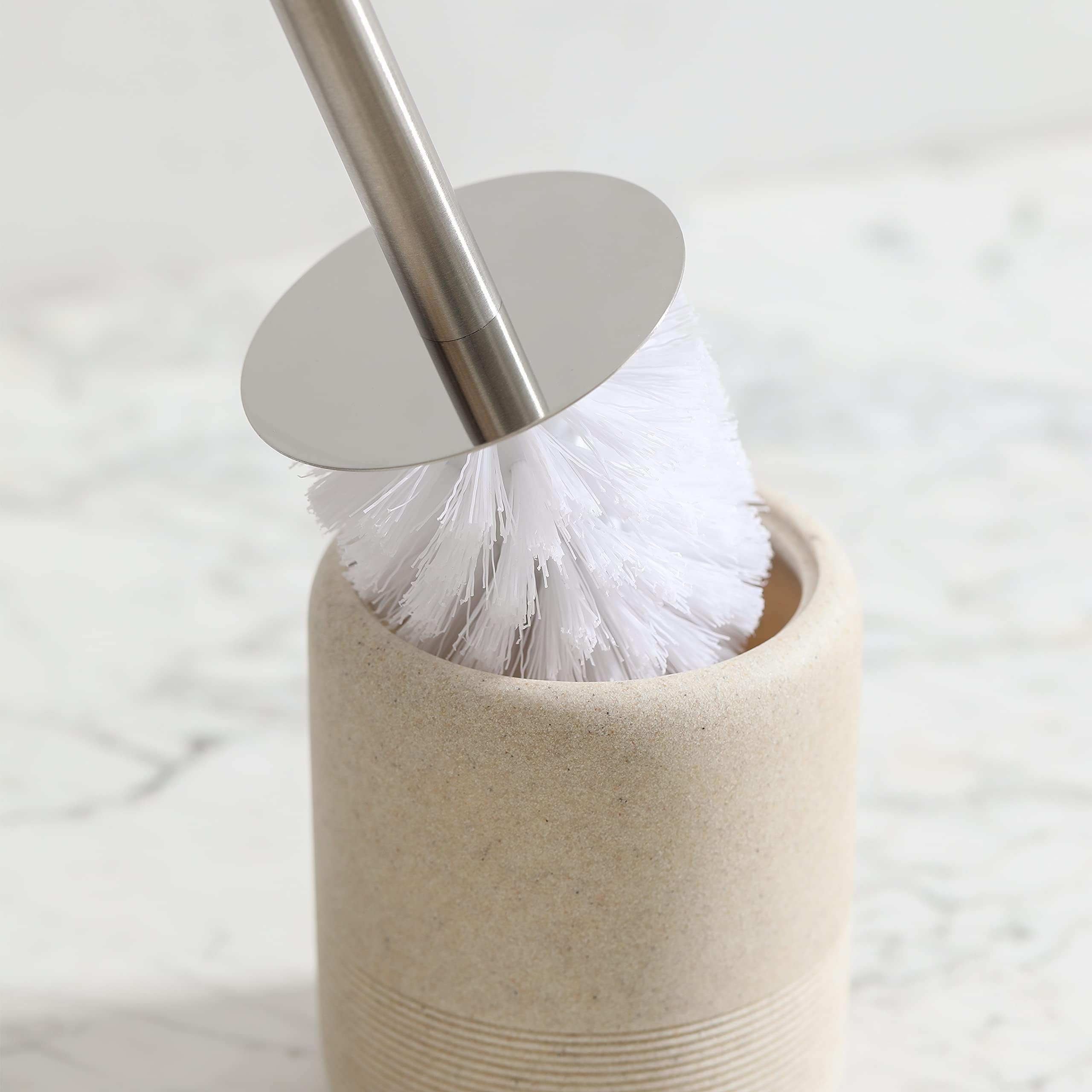 Bathroom Accessory Toilet Brush and Holder (Beige)
