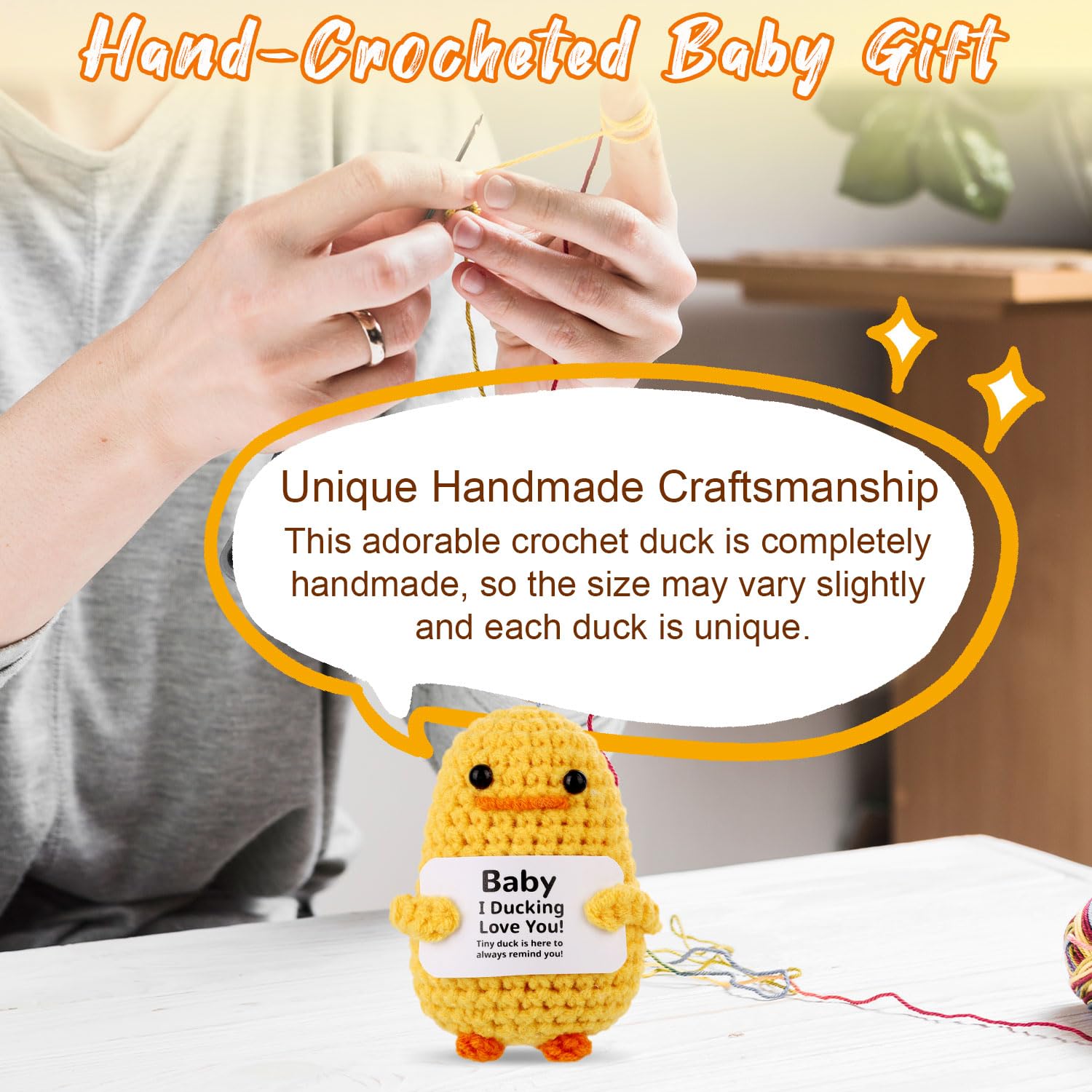 TOYMIS Positive Crochet Duck, I Ducking Love You Emotional Duck Support Doll Positive Animal for Baby Gift Home Decoration - Image 3
