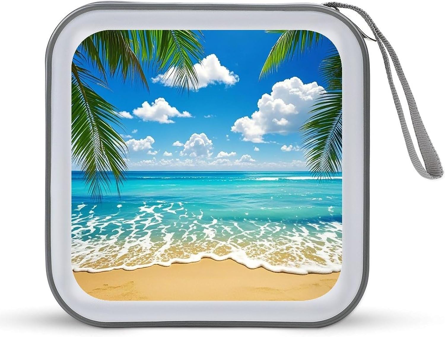 Hawaiian Beach DVD Case, 40 Capacity CD Case Holder with Zippers, Portable CD Holder Hard Plastic Disc Cases Personalized DVD Wallet Organizer for Car Home Travel