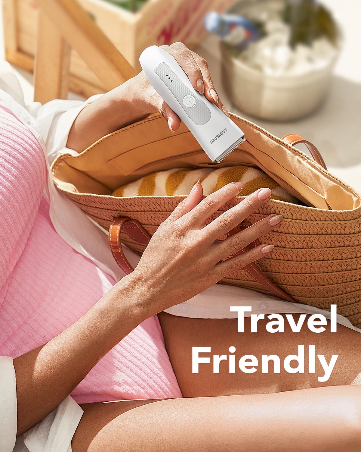 MANSPOT LADYSPOT™ Hair Finishing Trimmer Electric Shaver for Women, Women Shaving Sets, with 3 Guard and Replaceable Ceramic Blade Heads, LADYSPOT™ Pubic Hair Trimmer Kit Sets-(White) - Image 3