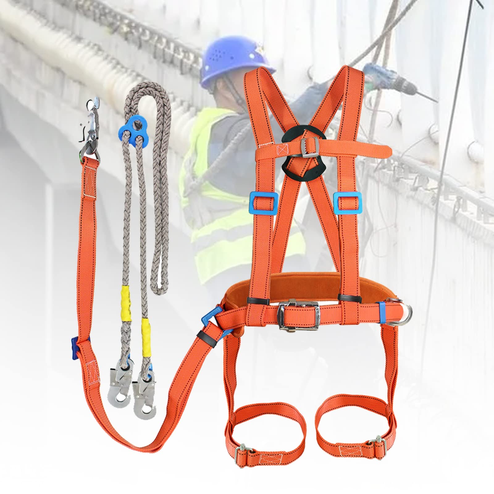SwaYve Cinturón de Gran Altitud, Cinturón de Seguridad con Arnés de Cuerpo Completo, Cinturón de Seguridad para Trabajos Aéreos para Entrenamiento en Expansión Al Aire Libre, Escalada de Árboles, Mont