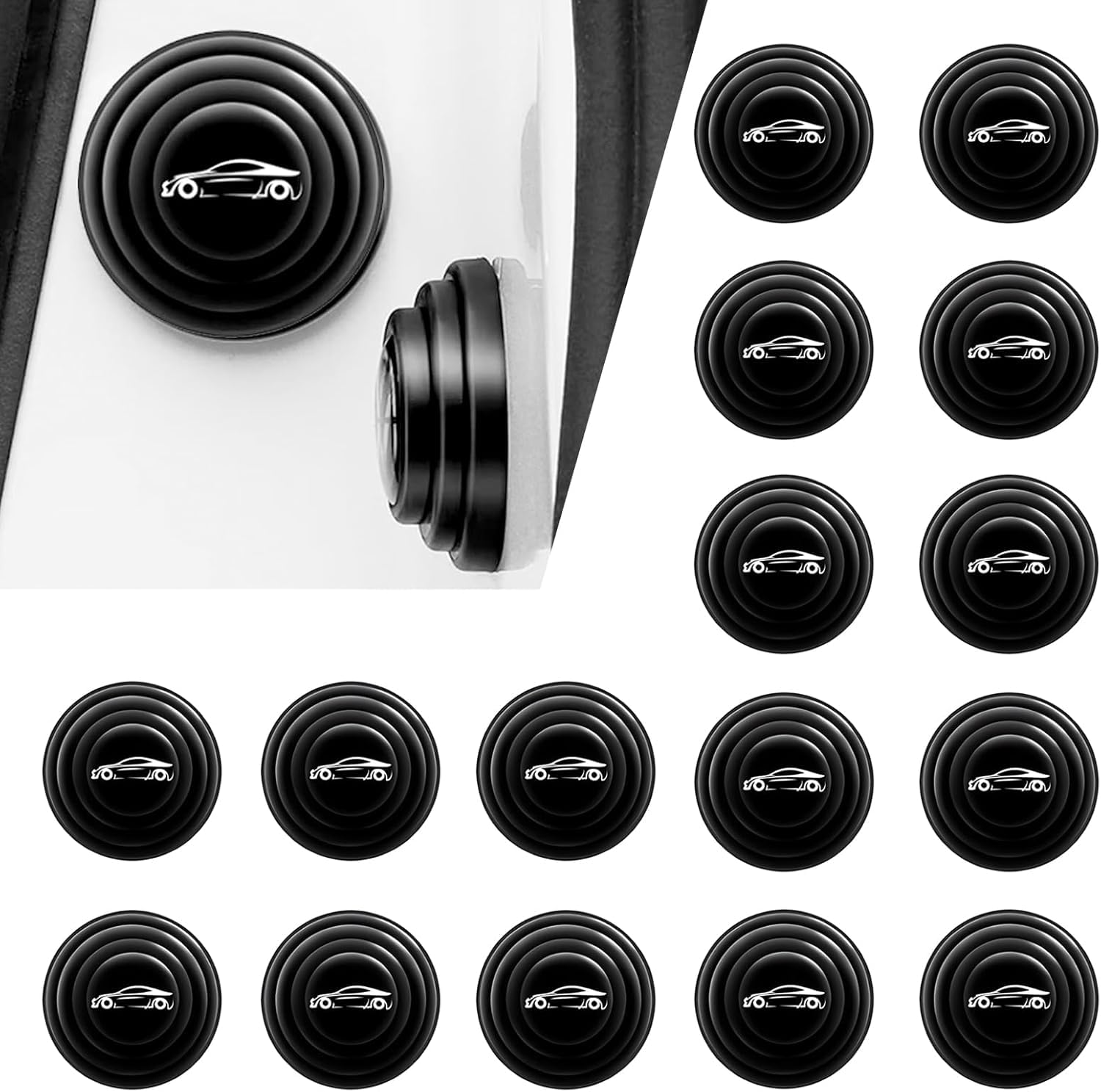 RUNMAY 20Pcs Car Door Shock Absorber Pads Protector Rubber Car Shock Absorber Gasket Guard Anti-Collision Silicone Car Sticker Accessories Universal PVC Shock Absorbing Door Protection