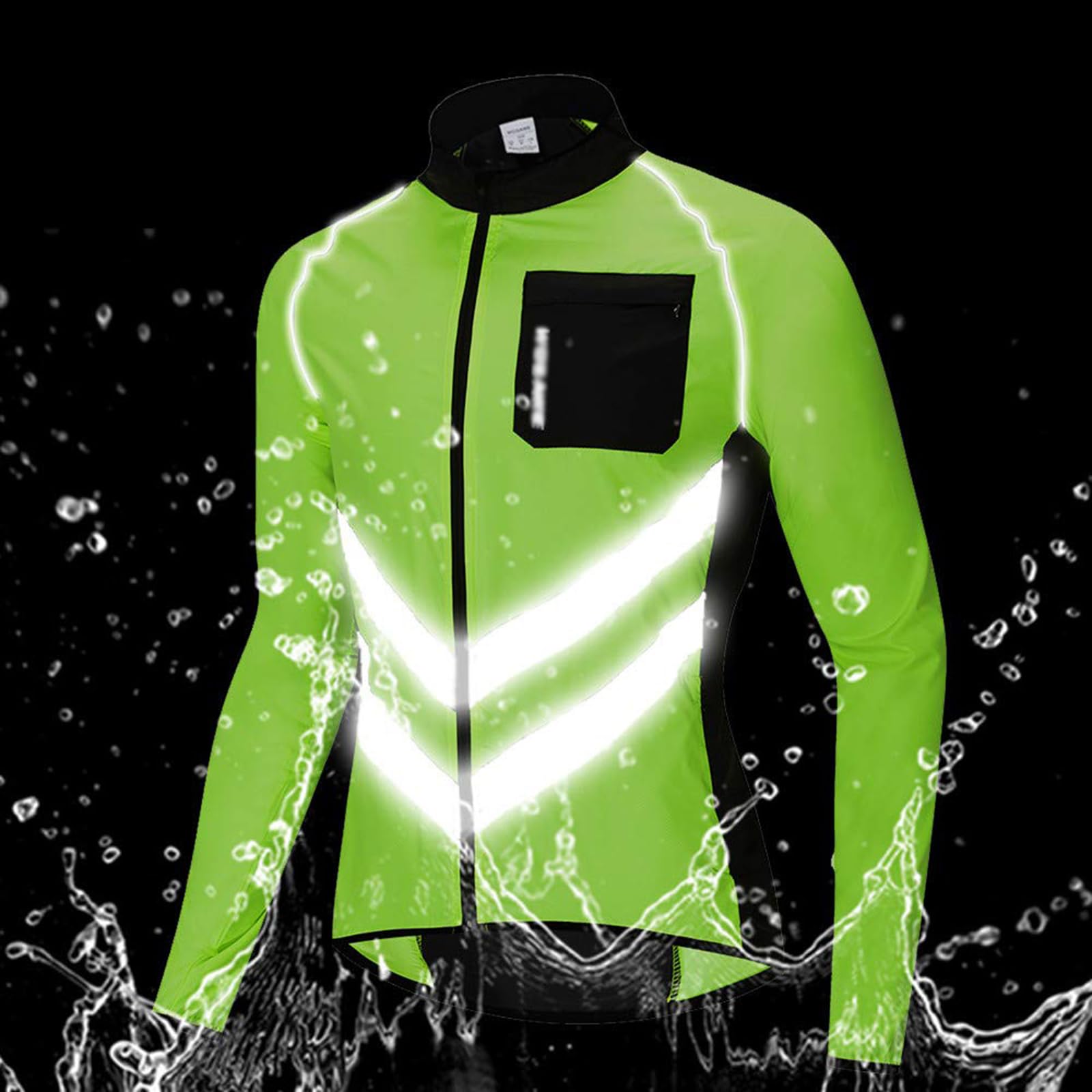 Chaqueta de ciclismo al aire libre Cuello alto Manga larga Protección solar Jersey para correr Cortavientos para ciclismo ligero y transpirable MTB Abrigo a prueba de viento Abrigo,Green-EU XL