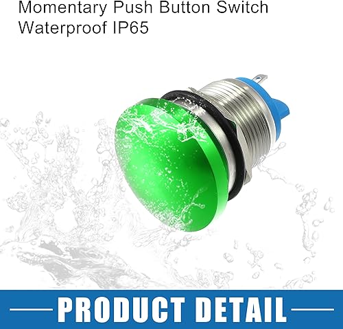 Vista 21 de Impermeable IP65 Momentaria Cabeza de Seta Interruptor de Botón para Coche Metal 0.748 in 3A 250V Botón Interruptor Azul (Juego de 2)