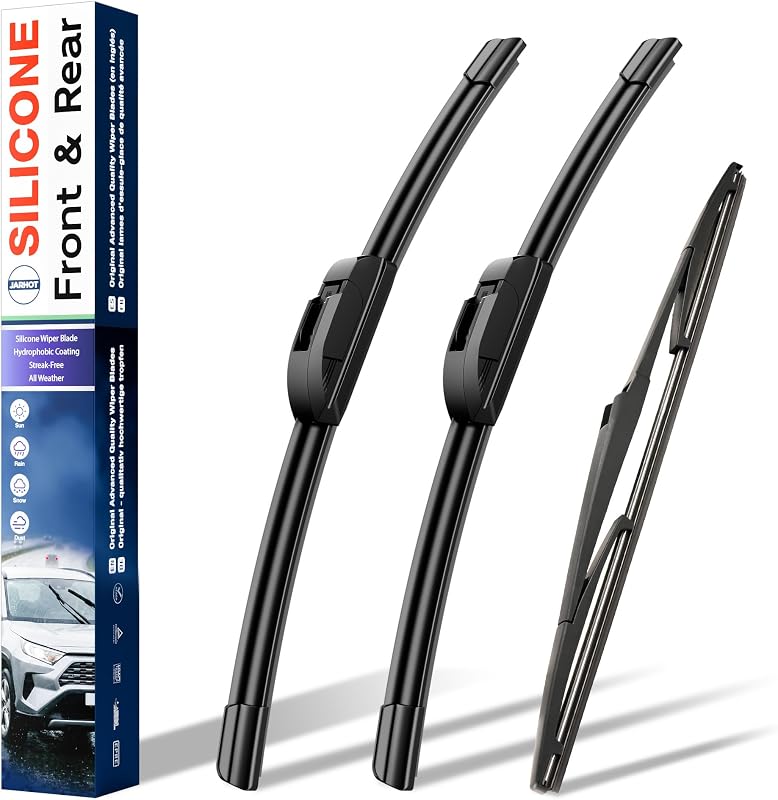 Palhetas de limpador de para-brisa de silicone JARHOT para Toyota Prius 2010–2015 – Conjunto com 3 unidades