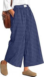 Neer Womens Gingham Striped Wide-Leg Pants