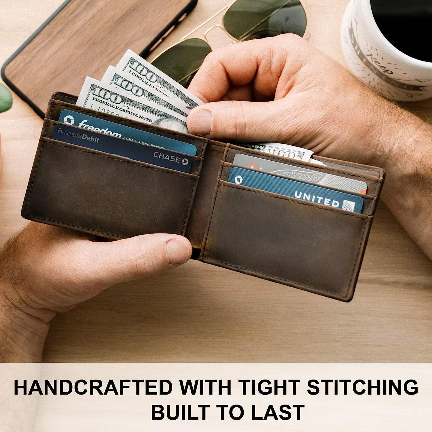 STAY FINE Minimalist Wallet for Men RFID Leather Bifold Slim Billfold with ID and Card Slots - Image 14