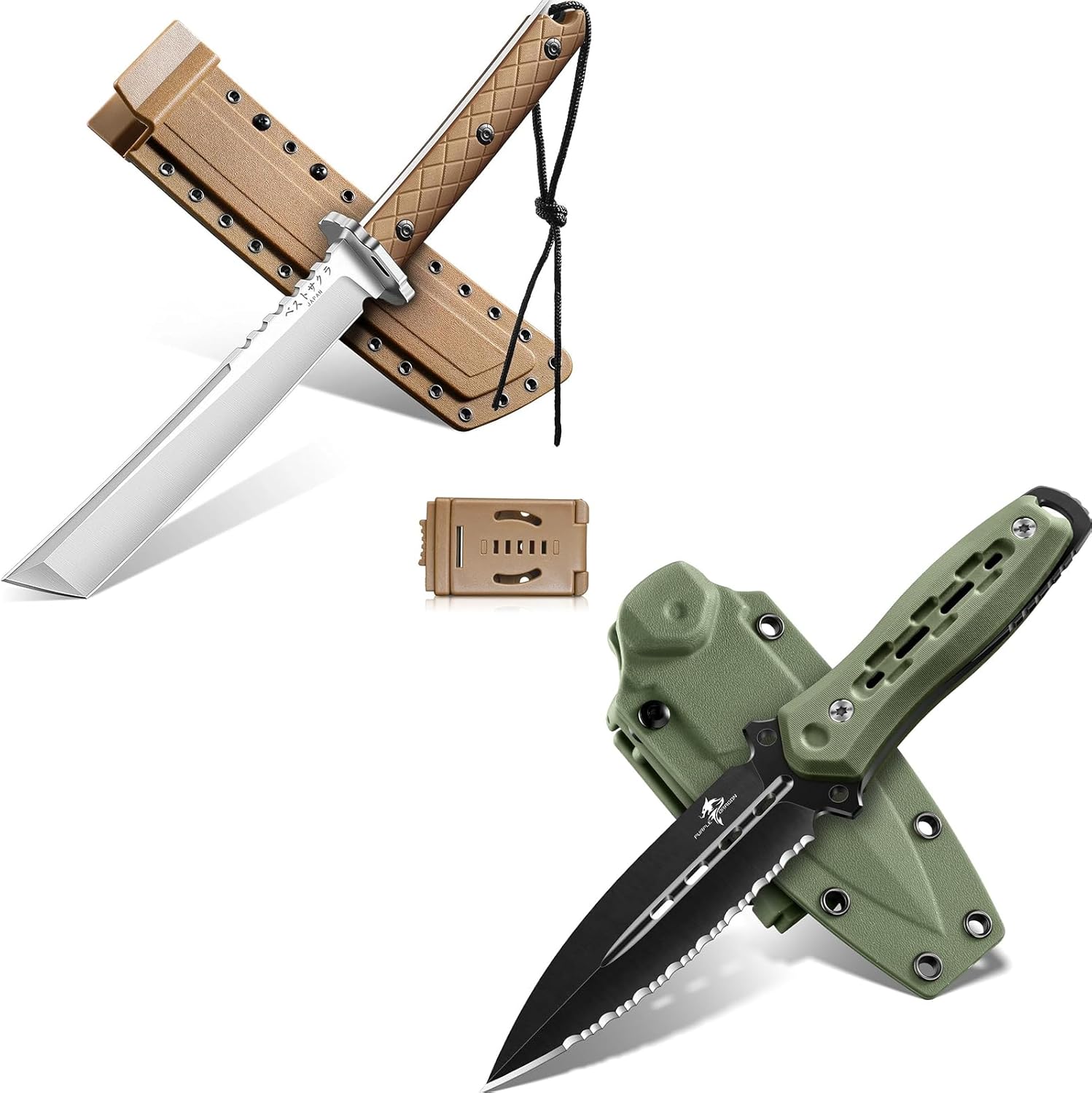 Purple Dragon Outdoor Knife - Japanese Tanto Knife with Kydex Sheaths