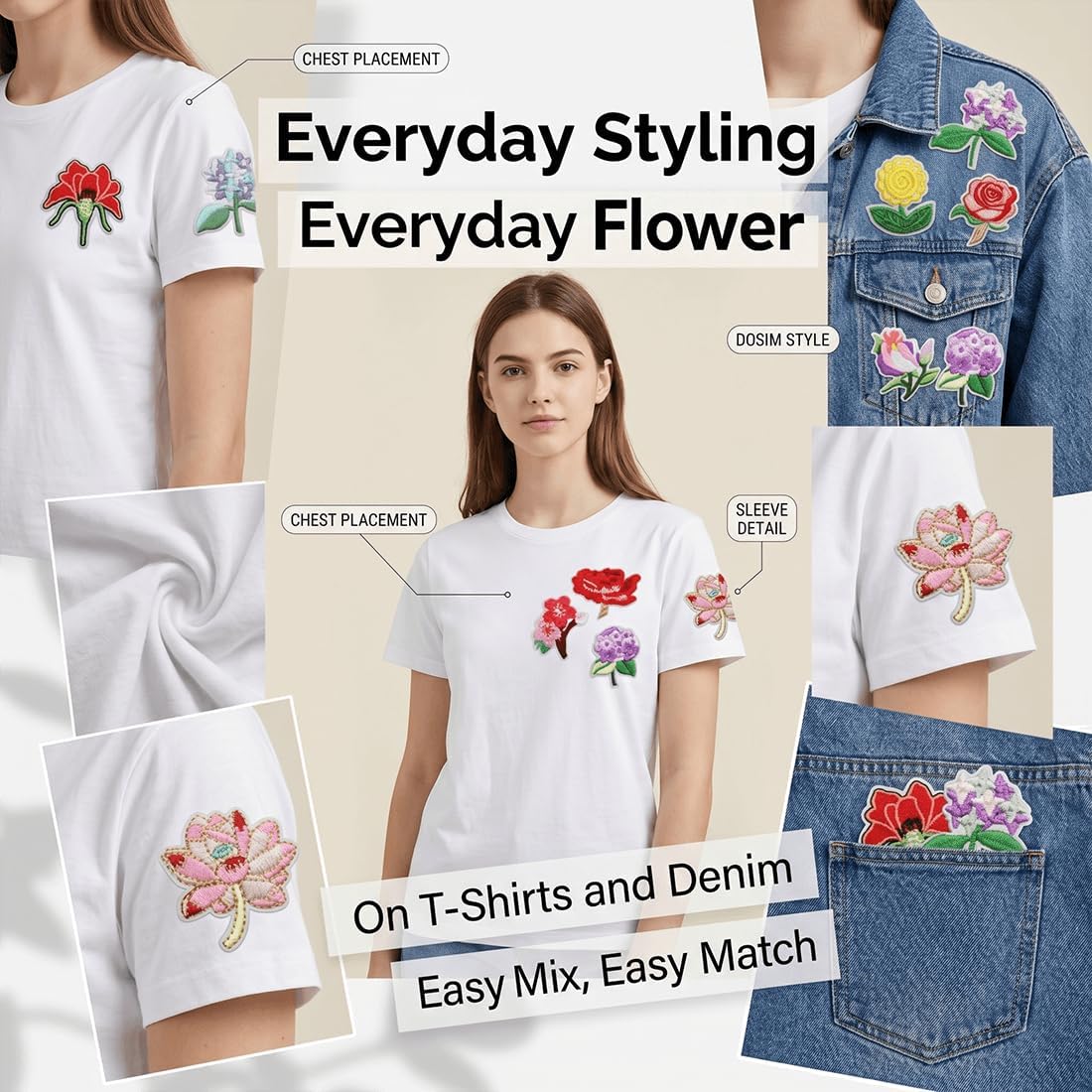 24Pcs Flower Iron On Embroidered Patches,Cute Mini Colorful Flowers Floral Daisy Sew on Decorative Patch Appliques for Jeans,Bags, Jackets,Clothes, Flower DIY Crafts Gifts for Women Girls image 5