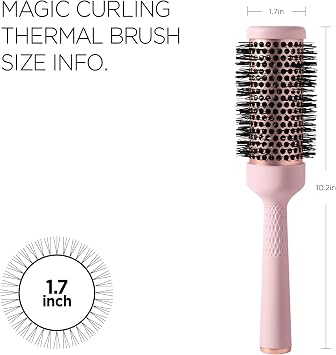 Magic Curling Thermal Brush (43 mm) - Cut Drying Time, Self-Standing Round Quick Styling Brush, Great Blowout, Ceramic Coated/Ionic Barrel, Blowout Volume, Wave Styler, Volumizer