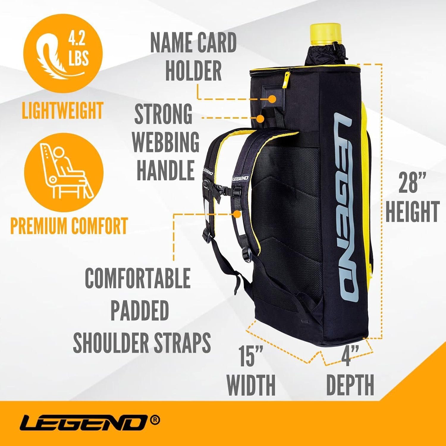 Legend XT720 Takedown Recurve Bow Case - Protective Nylon Archery Backpack Bag, Padded Recurve Bow and Arrow Case for Archery Accessories & Gears with Multiple Pockets, Arrow Tube Included