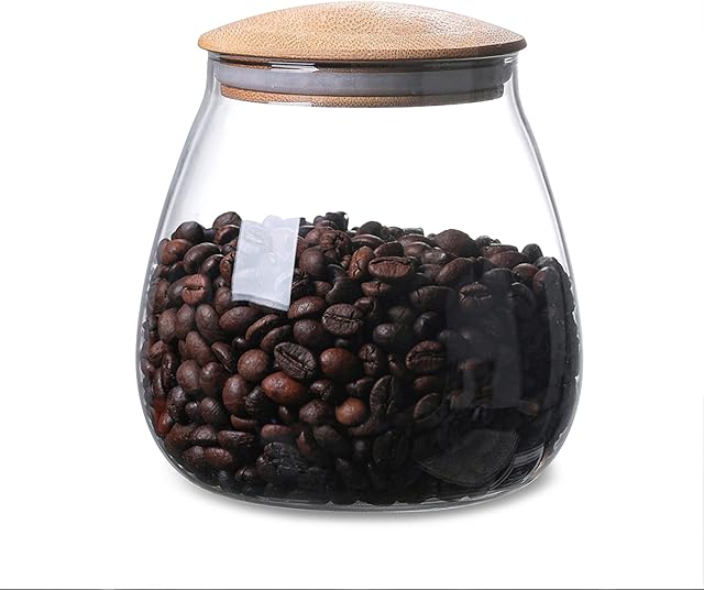 INCETUE 800ML / 26 FL Oz Glass Storage Jar with Wood Lid, Stackable Clear Cylinder Bottle Canister Pantry Jar with Air Tight Bamboo Lid for Food, Coffee, Spice, Sugar, Spaghetti, Herb, Cookie, Tea