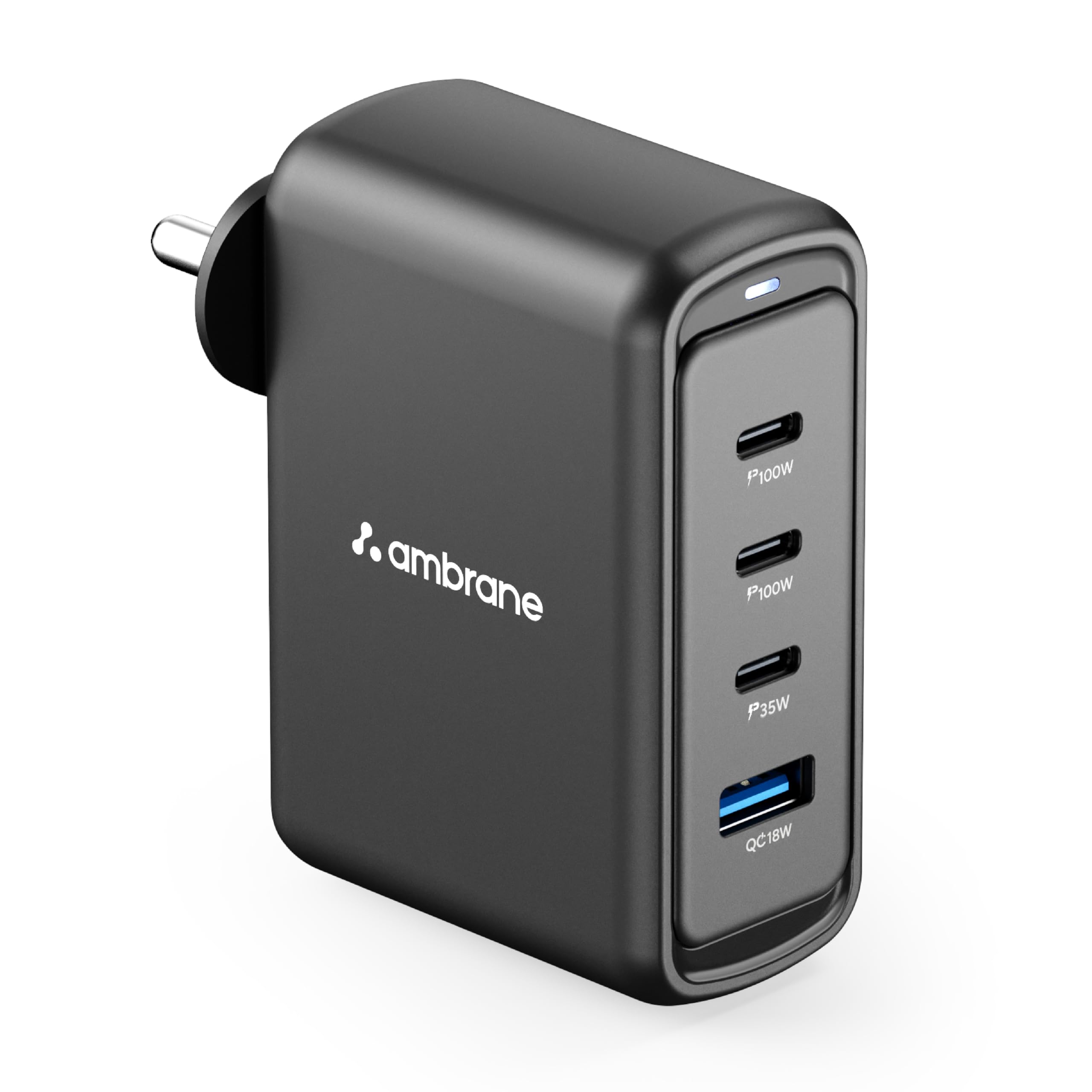 Ambrane 100W Charger Adapter, 4 Ports - 3 Type C & 1 USB for iPhone, Samsung, Type C Laptops: MacBook, Dell, HP, Fast Charger with PD Technology & GaN Technology for All Devices (Charge 100, Black)-picture-22