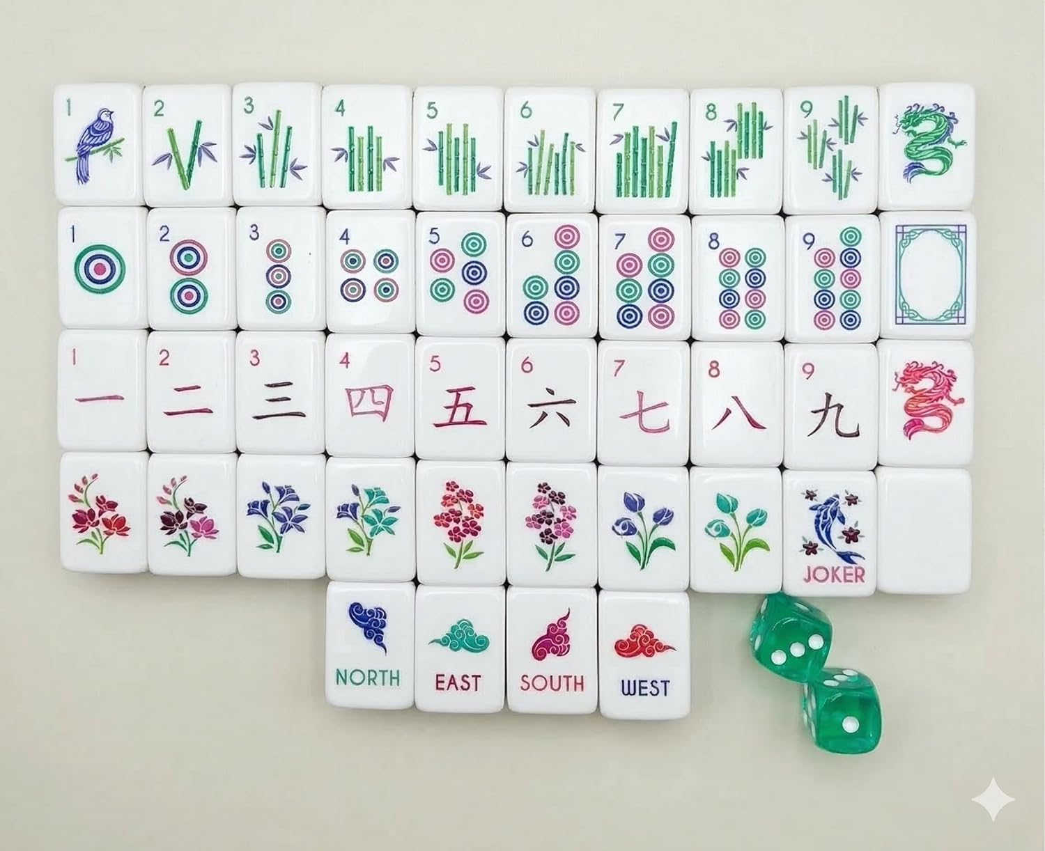 Azure Blossom Mahjong Tile Set