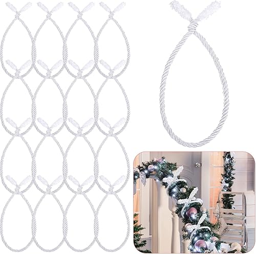 Miniatura 40 de Guirnalda de Navidad de 20 pulgadas, lazos decorativos de Navidad para barandilla, lazos giratorios reutilizables y flexibles para Navidad