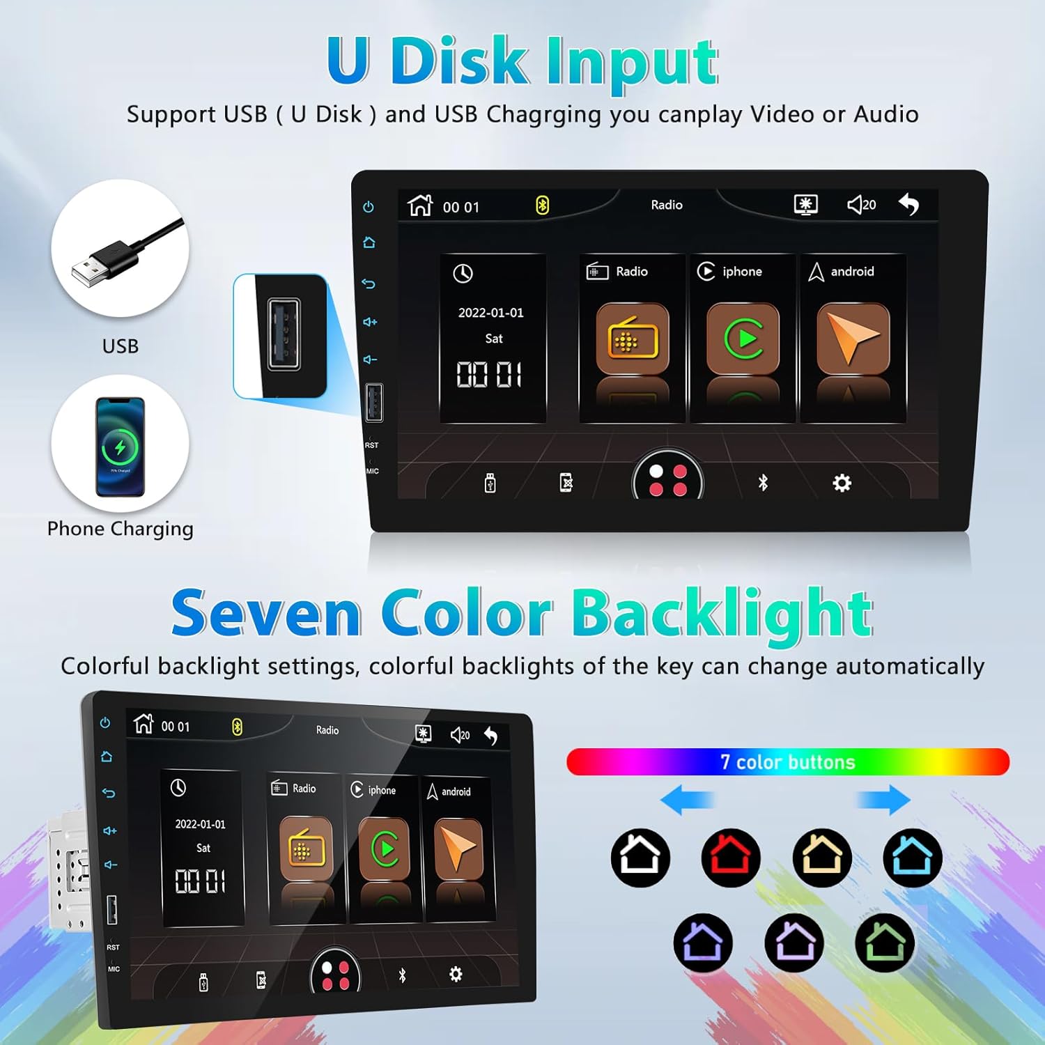 EQ Setting Interface: Car stereo screen displaying the equalizer settings with various sound profiles.