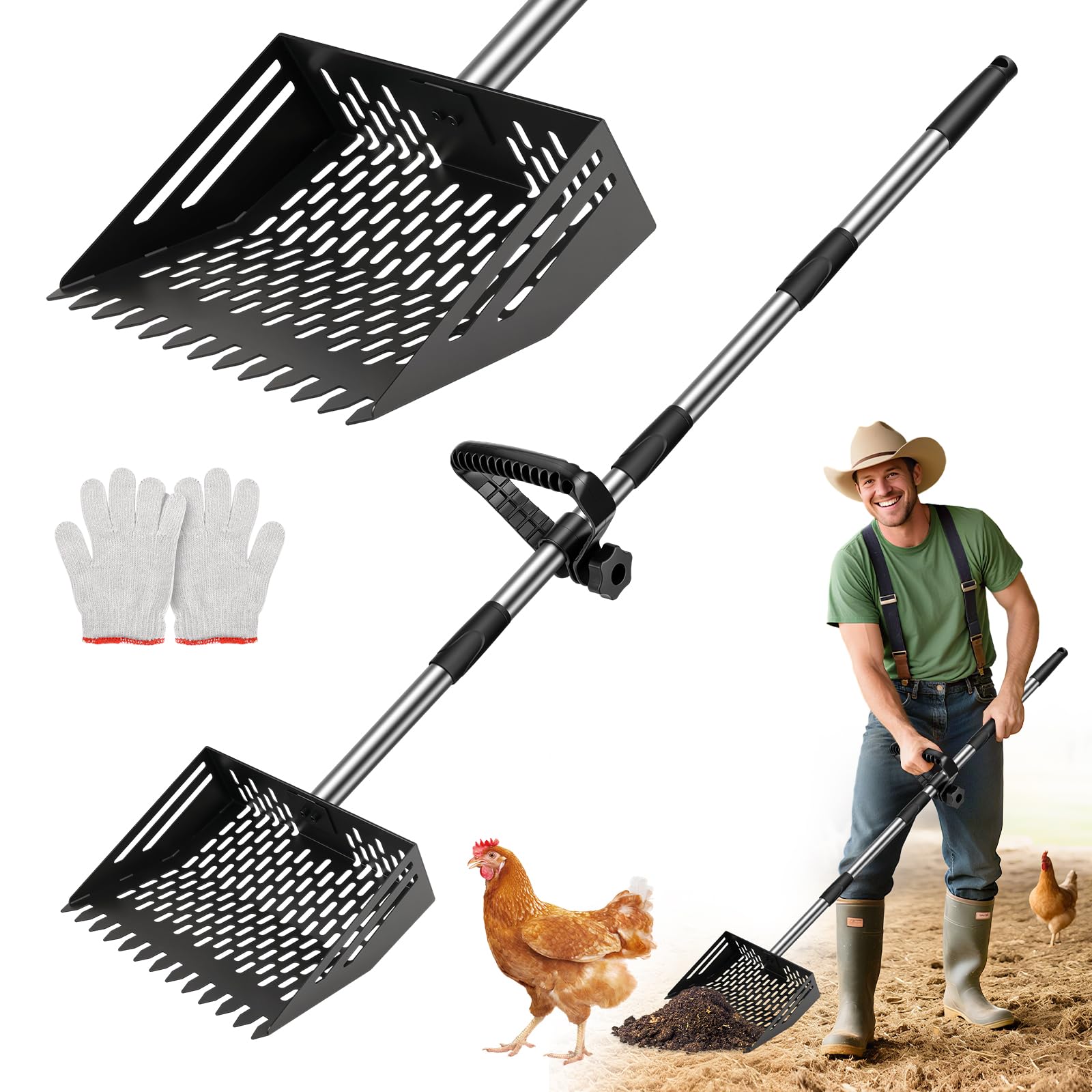 Râteau à déjections canines MYPIN pour ramasser sans se baisser grâce aux 162 cm