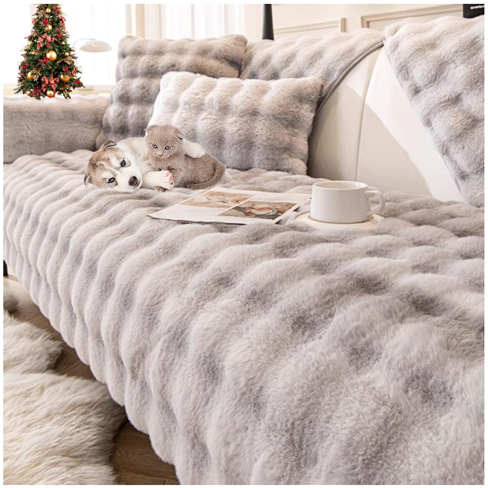 Housse de canapé lapin P 90x240 cm protectrice et lavable pour salon
