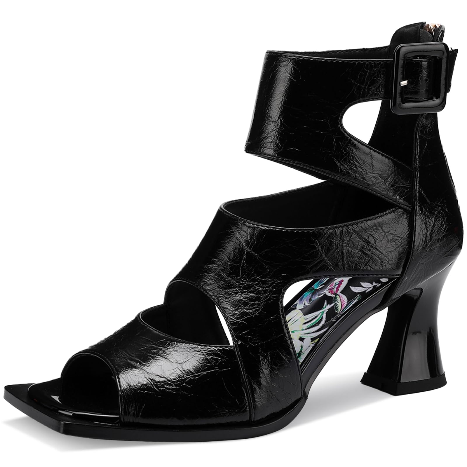 TDD Chunky Gladiator Sandals for Women Summer Peep Toe Stylish Sexy Shoes Dressy Comfortable Strappy High Heels Elegantes Sparkly Buckle Wedge Ladies