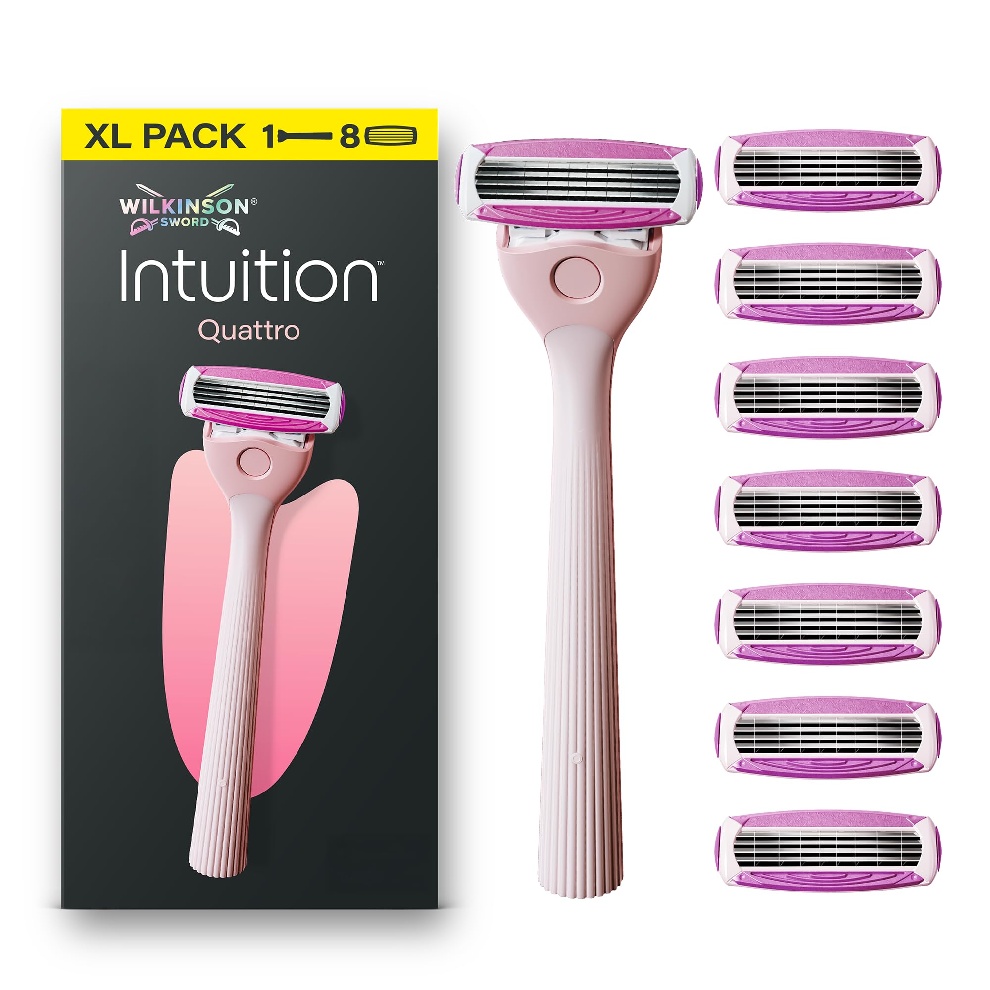 Wilkinson Sword Intuition Quattro Shaver + Spare Blades 8 Pcs