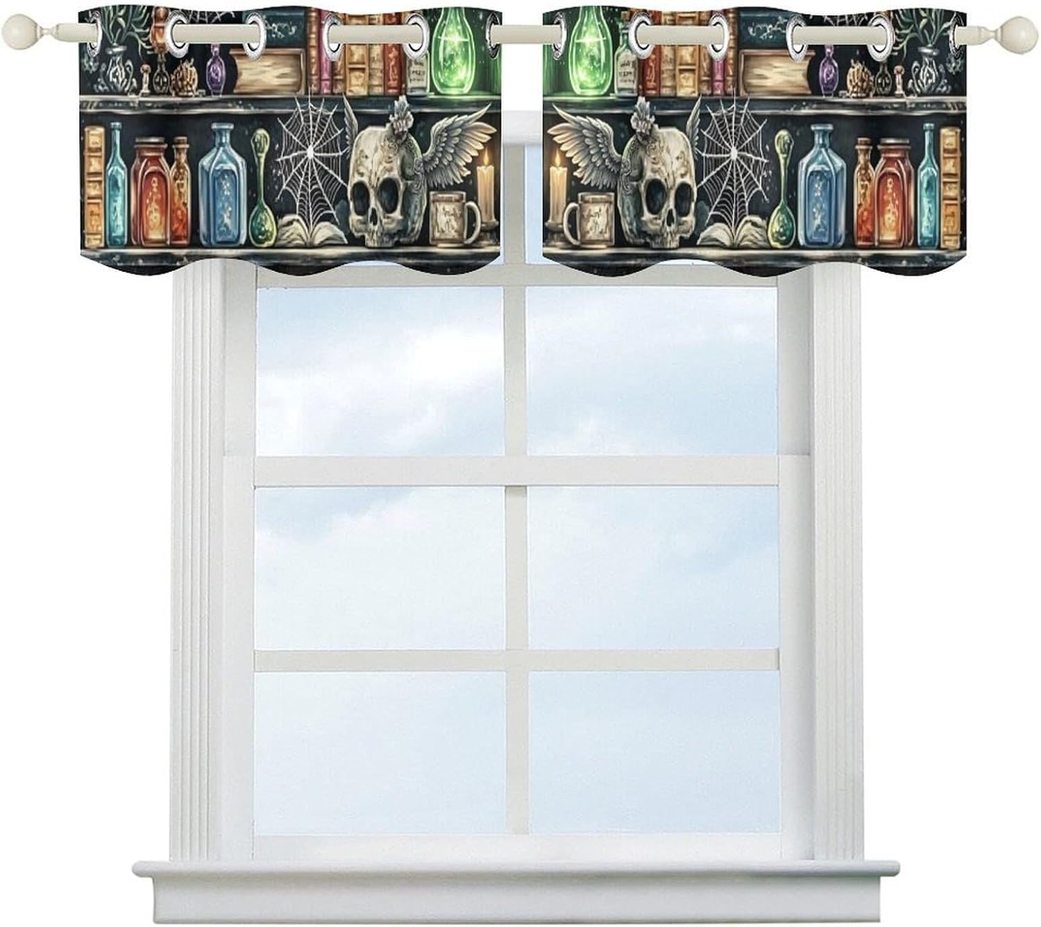 Gothic Bookshelf Pattern Valance Curtain Blackout Valances