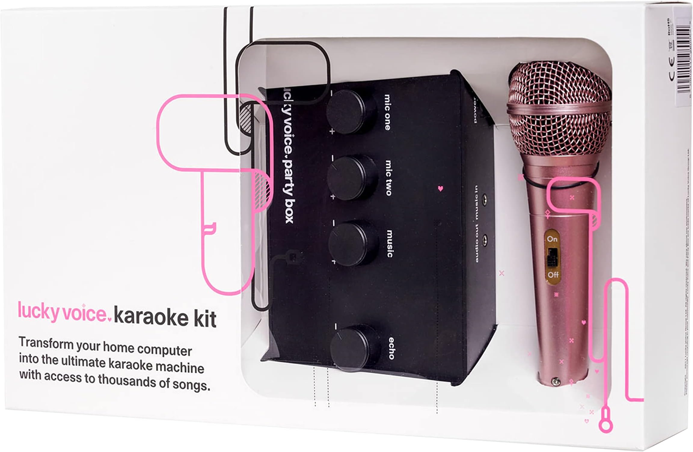 Lucky VoiceKaraoke Machine & Microphone for Adults & Kids - 10,000 Songs Free Access - Rose Gold - Portable, Lightweight Karaoke Kit, Connect with Phone, Tablet, Laptop