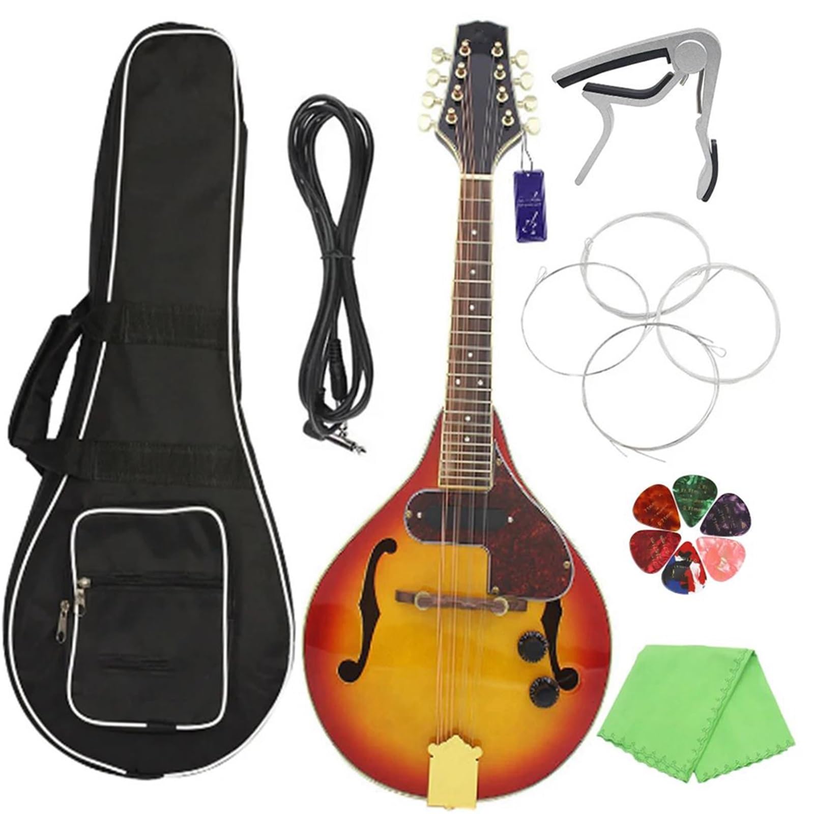 Mandoline Instrument De Musique Ensemble De Mandoline Électrique 8 Cordes Mandoline Électrique De Style A Avec Étui Cordes Pour Débutants Instruments De Pratique(Set)