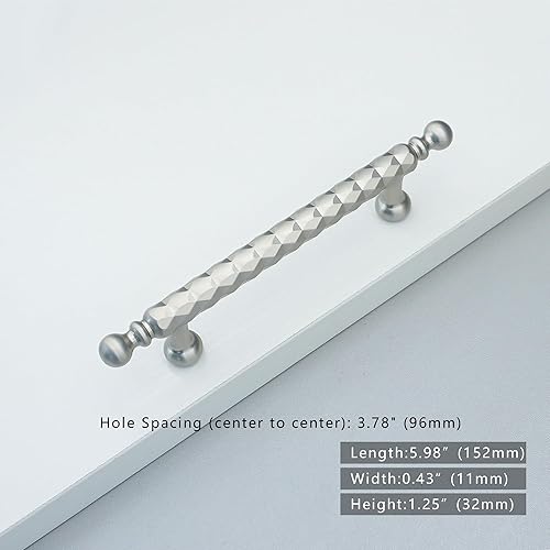 Miniatura 2 de Tiradores de gabinete de níquel cepillado de 3.75 pulgadas, pomo de armario, tiradores únicos de tocador, manijas de puerta de armario de cocina