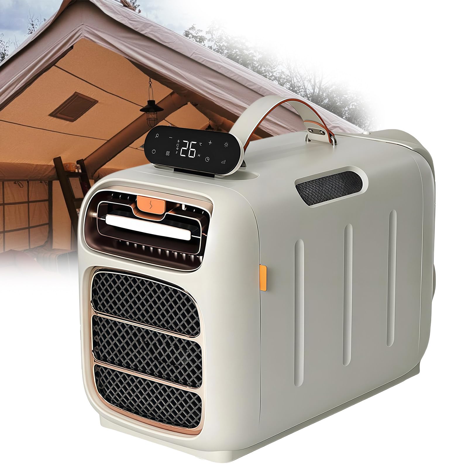 SHUMIAO Tent Air Conditioner Portable, 5200 BTU 1500W Fast Cooling AC Unit with Dehumidifier & Quiet Night Mode, Small Camping Air Conditioner for RV, Dorm, College Apartment, Truck