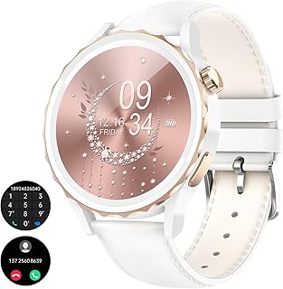 Smart Watch for Women Voice Assistant Make/Answer Bluetooth Call with Long-Lasting Battery Minimalist White Smart Watch Android iOS Fitness Heart Rate Blood Oxygen KM Counter Lady Elegant Smartwatch