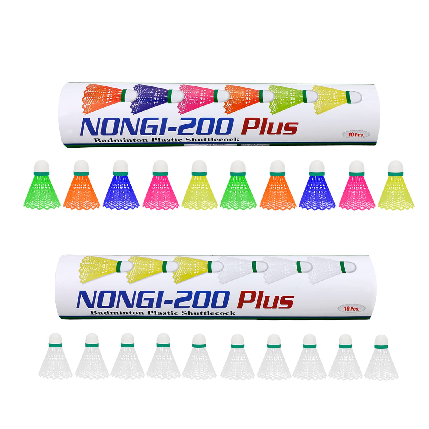 NONGI Badminton Shuttlecock Pack of 20 Suitable for Unisex Intermediate Players for Indoor Outdoor Sports, Speed Medium Multicolor Shuttle