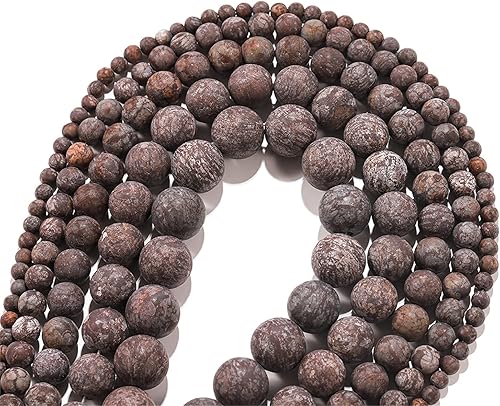 Miniatura 5 de Cuentas de piedra de copo de nieve doméstica color marrón mate natural de 0.236 pulgadas (0.236 in) de jaspe esmerilado, cuentas sueltas redondas de