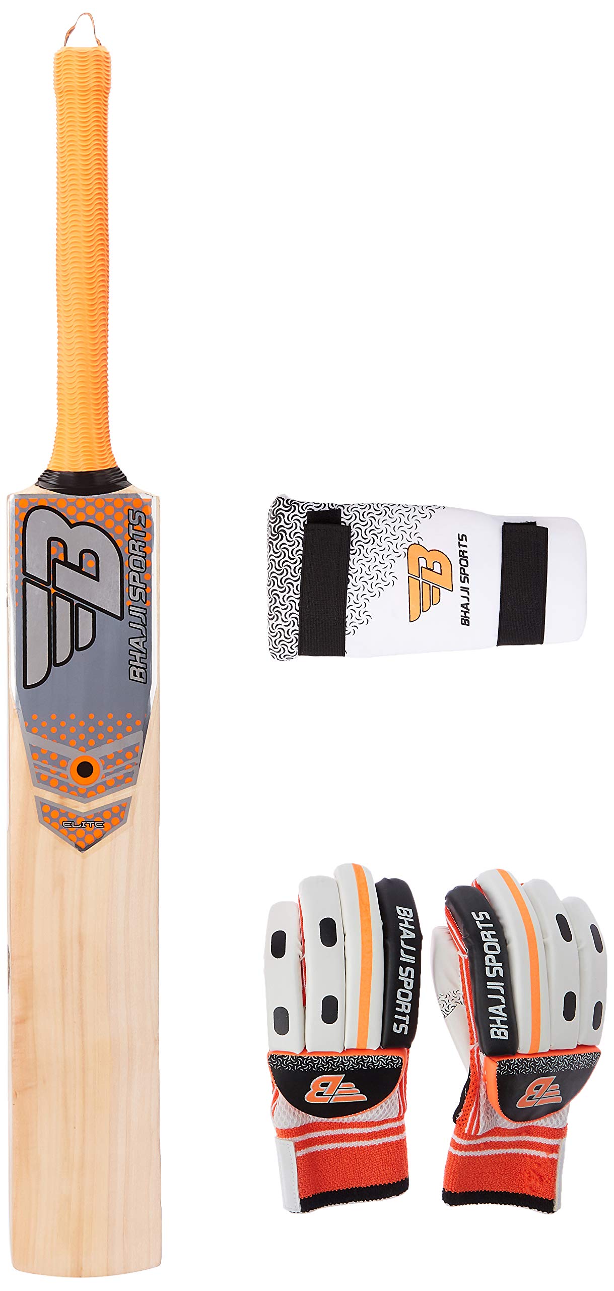 Buy BHAJJI Kashmiri Willow Cricket BAT Elite Size6, Batting Gloves 202