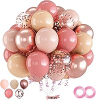 Vista 21 de Juego de 60 globos de color morado y blanco para cumpleaños de niñas, temática de princesa con confeti dorado, globos de látex de 12 pulgadas