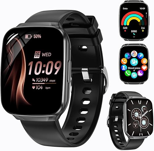 Reloj inteligente para hombres y mujeres, pantalla táctil HD de 1.83 pulgadas, rastreador de actividad física con llamadas y mensajes Bluetooth,