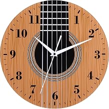 12 Inch Guitar Wall Clock - Silent Non-Ticking, Battery Operated, Music Themed Decor for Living Room, Bedroom, Office - Unique Gift for Musicians &amp; Guitar Lovers