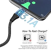 Vista 3 de Cable USB tipo C [4 unidades de 10 pies] USB 3A cable de carga rápida trenzado compatible con Samsung Galaxy A10e A20 A50 A51 A71, S10 S9 S8 Plus