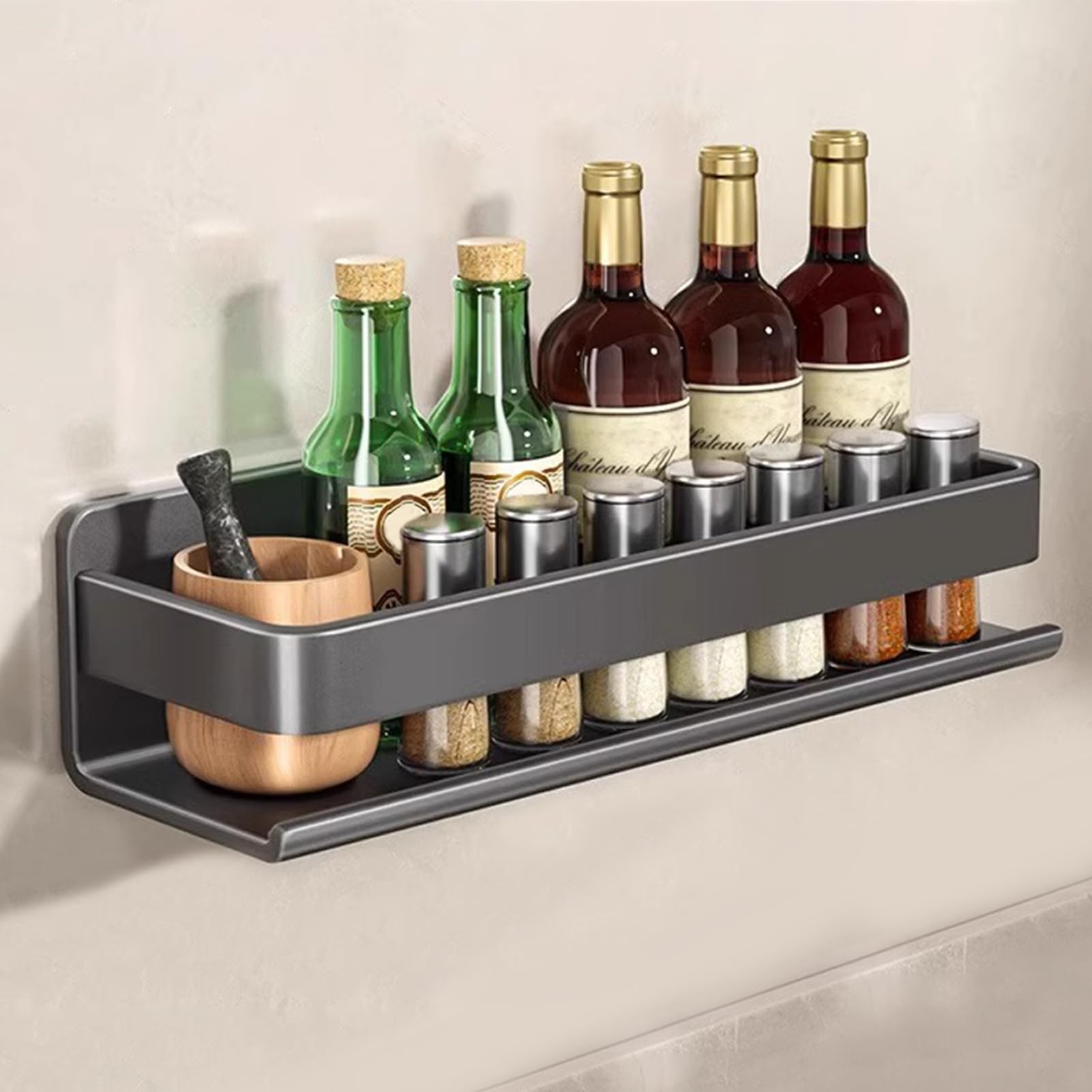 Gewürzregal Wandmontage - Mit Küchenrollenhalter & Ohne Bohren