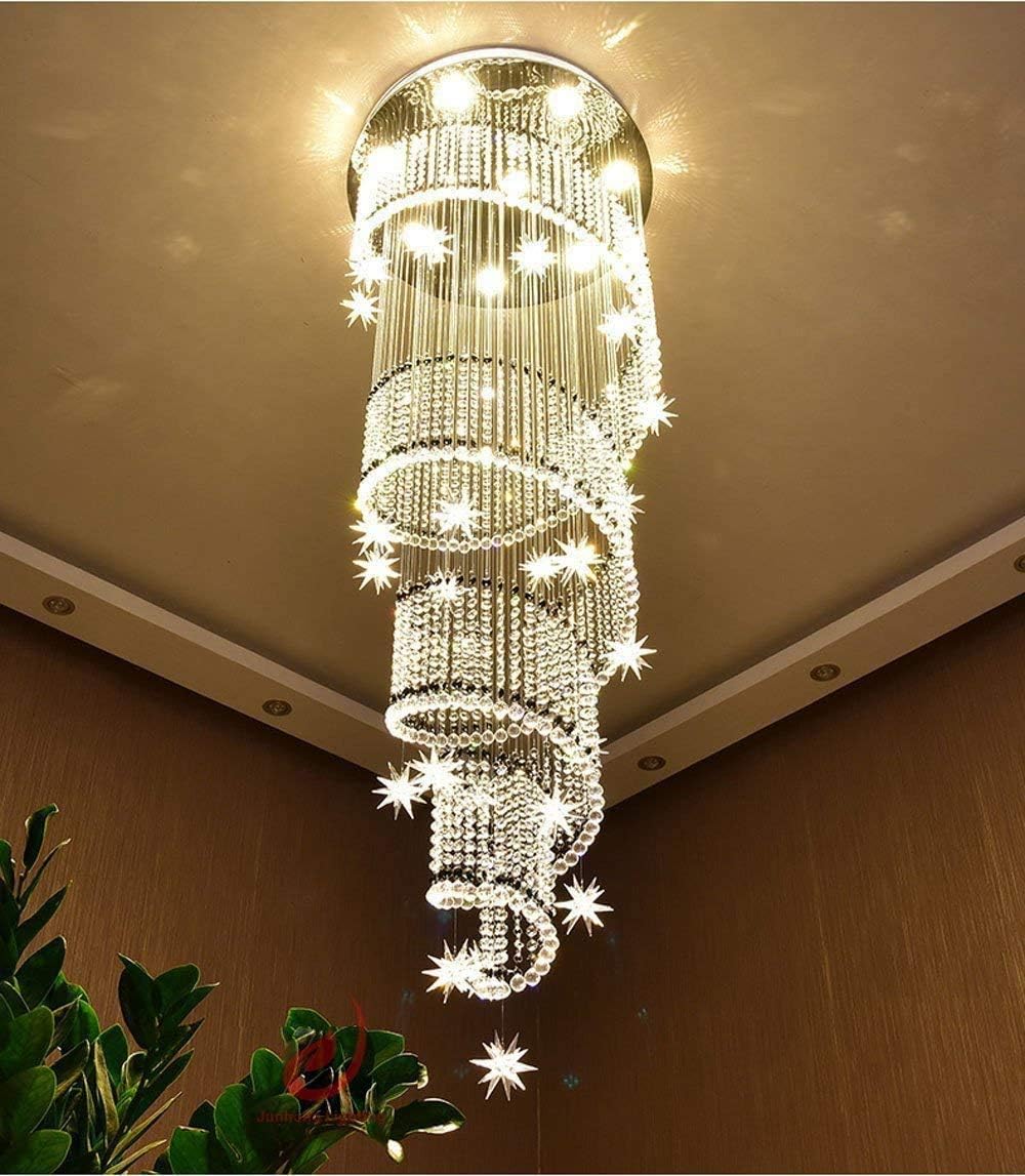 Exсluѕіvе Dіѕсоunt 50% Prісе LED 3 Brightness Staircase Crystal Chandelier Living Room Lamp Ceiling Light Chandeliers Modern Ceiling Fixture Luxury Villa Lamps with Remote Control