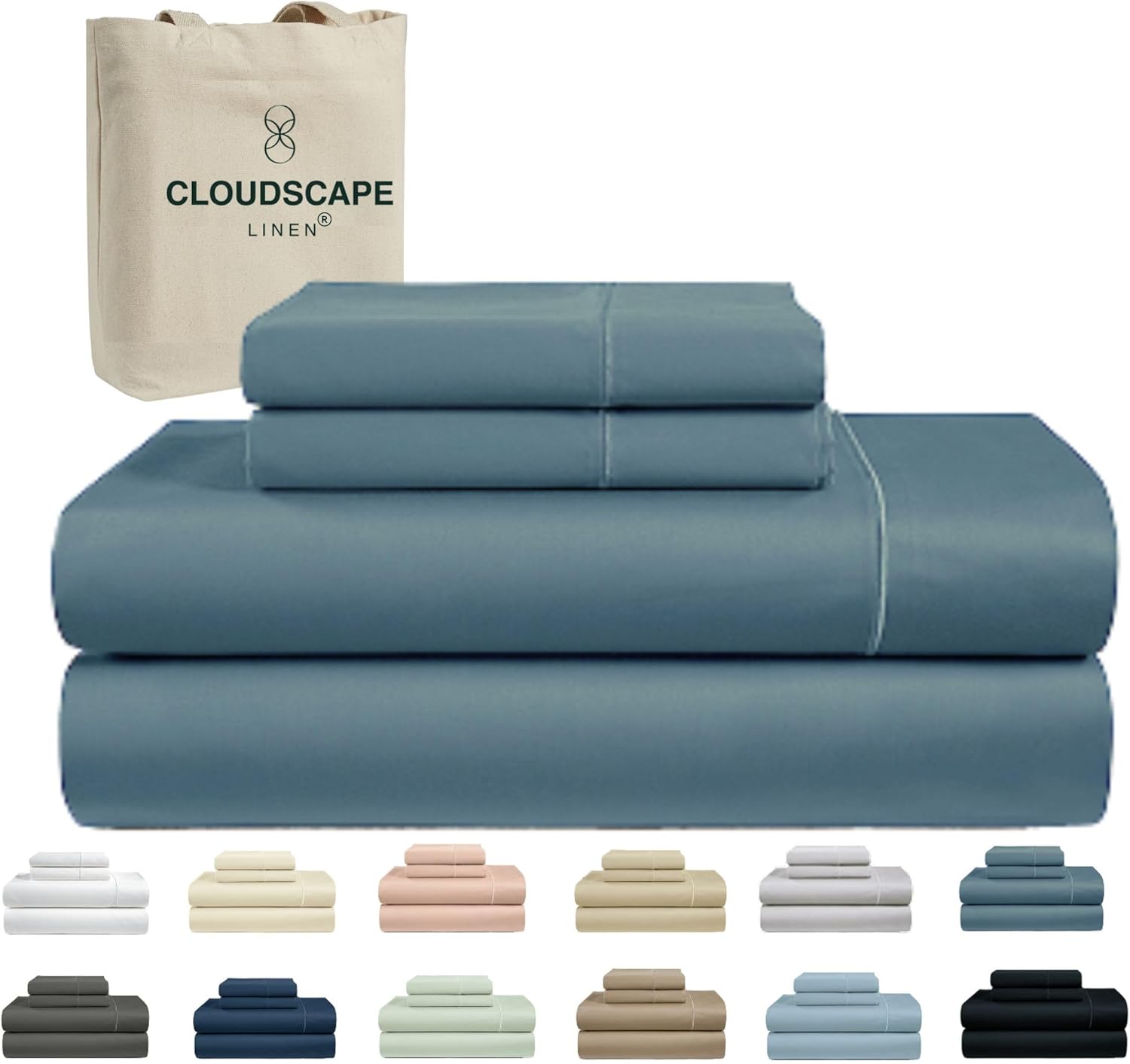 100% Egyptian Cotton Sheets Full Size, 4 Pieces Luxury Bedding Set, 1000 Thread Count Egyptian Cotton,Hotel Quality, Silky Soft, Deep Pockets up to 17, Estate Blue