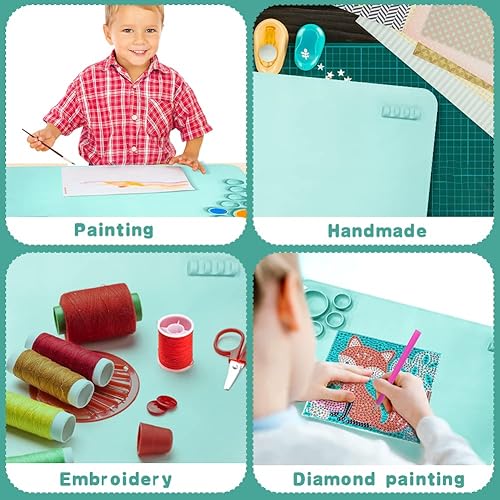 Vista 16 de OSDUE Tapete de pintura de silicona, 20 x 16 pulgadas, tapete de arte con tazas de silicona para manualidades, tapetes gruesos y grandes para Rosa