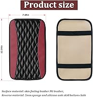 Vista 2 de Moly Magnolia Cojín Acolchado para Consola Central de Automóvil, Cubierta Protectora Universal de Cuero Impermeable para Caja de Asiento