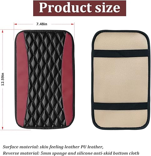 Miniatura 2 de Moly Magnolia Cojín Acolchado para Consola Central de Automóvil, Cubierta Protectora Universal de Cuero Impermeable para Caja de Asiento