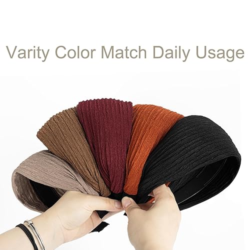 Miniatura 10 de DORIS&JACKY Diademas grandes de encaje anchas y elegantes diademas elásticas con dientes, accesorios de moda para mujeres y niñas (patrón 2-5 piezas)