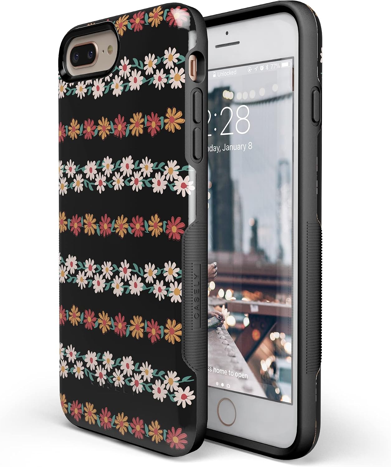 Casely iPhone 6/7/8 Plus Case | Totally Rad | Daisy Print Floral | Bold Protective Design