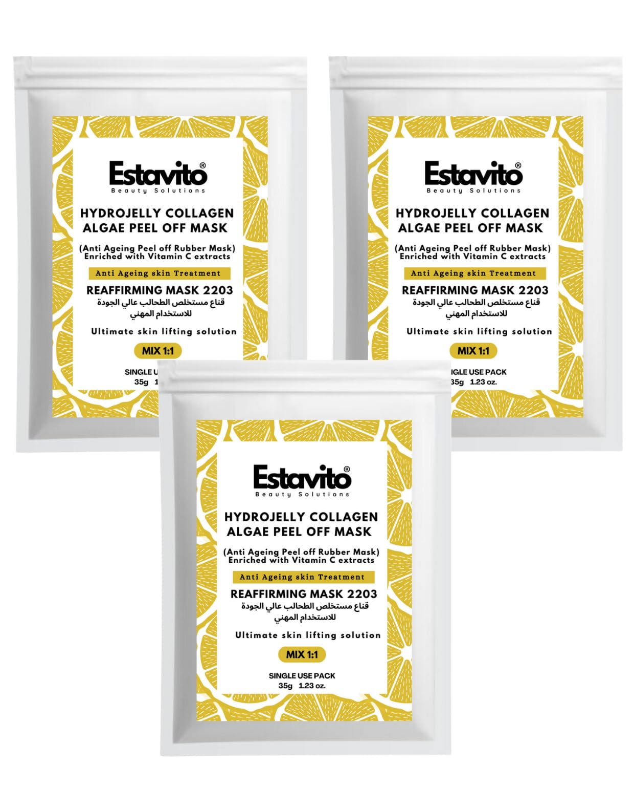 ESTAVITO Hydro-jelly Collagen for Skin Clarifying Moisturising Anti-ageing Mould Powder Mask 35gms (PACK OF 3) for All Skin Types